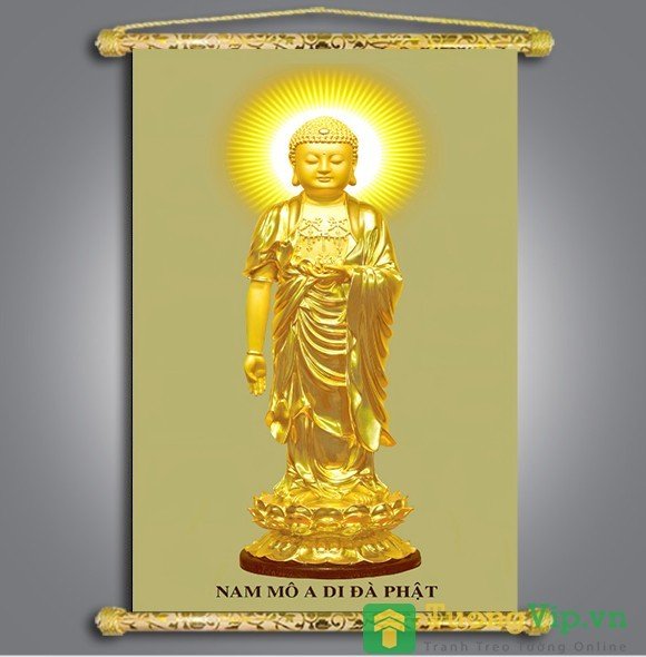 Tranh liễn phật giáo - phật a di đà 06 - vải canvas cao cấp