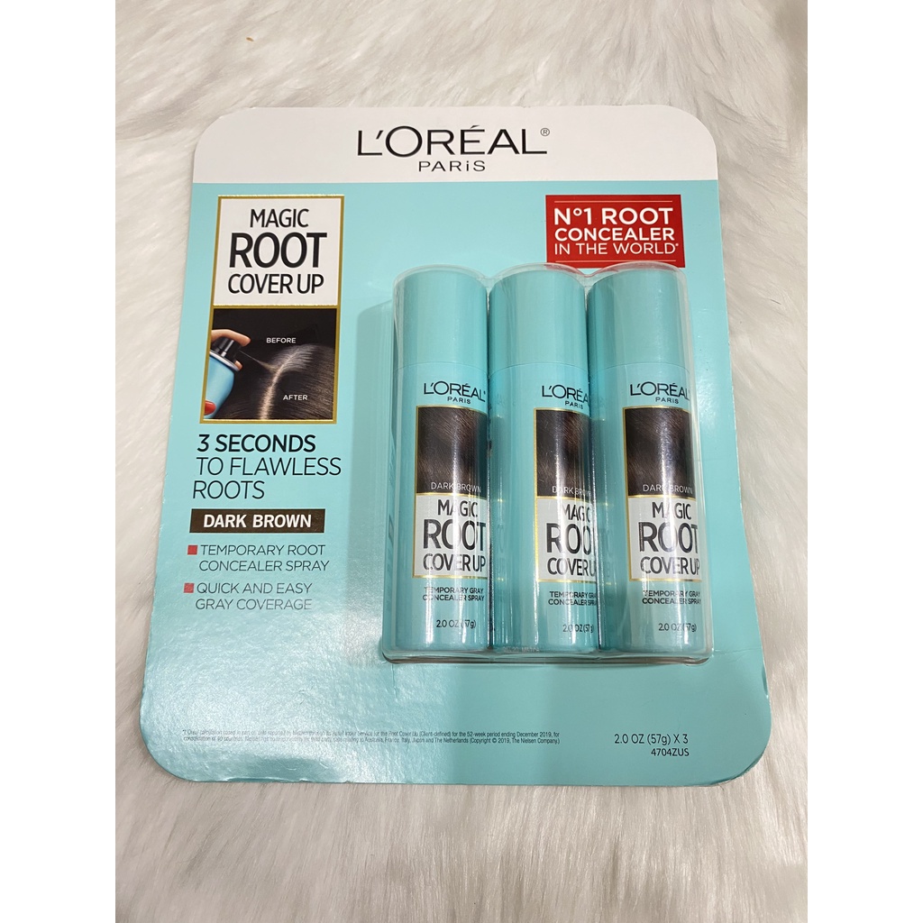 [HÀNG MỸ] Xịt Nhuộm Phủ Chân Tóc Bạc Tạm Thời L'oreal Paris Magic Root Cover Up (57g)