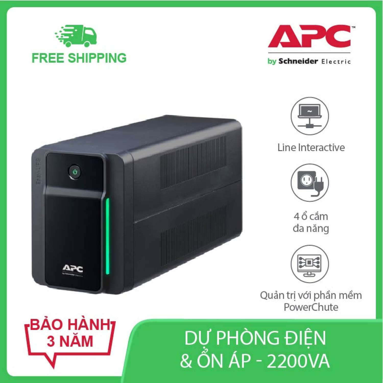 Bộ lưu điện APC by Schneider Electric UPS 2200VA 230V & ổn áp BX2200MI-MS