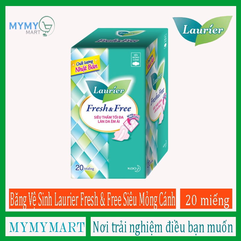 [HCM]Băng Vệ Sinh Laurier Fresh & Free Siêu Mỏng Cánh - 20 Miếng