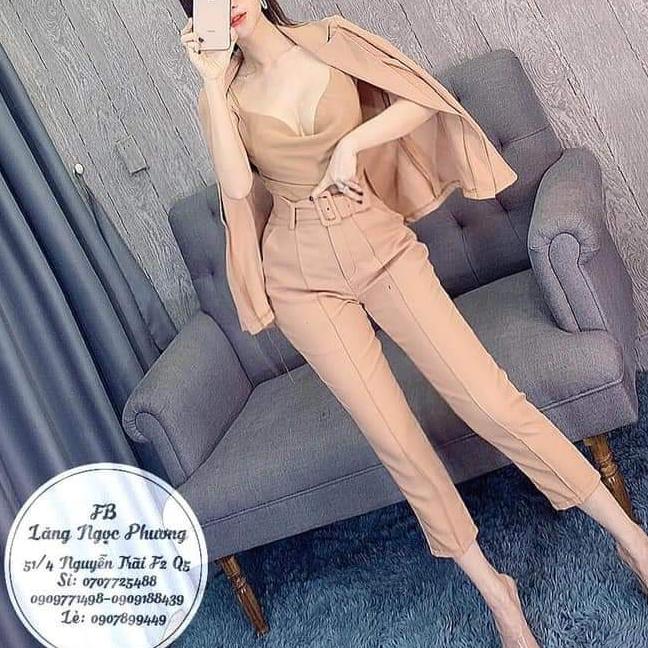 sét áo khoác vest kèm áo phi cổ đỗ quần tây