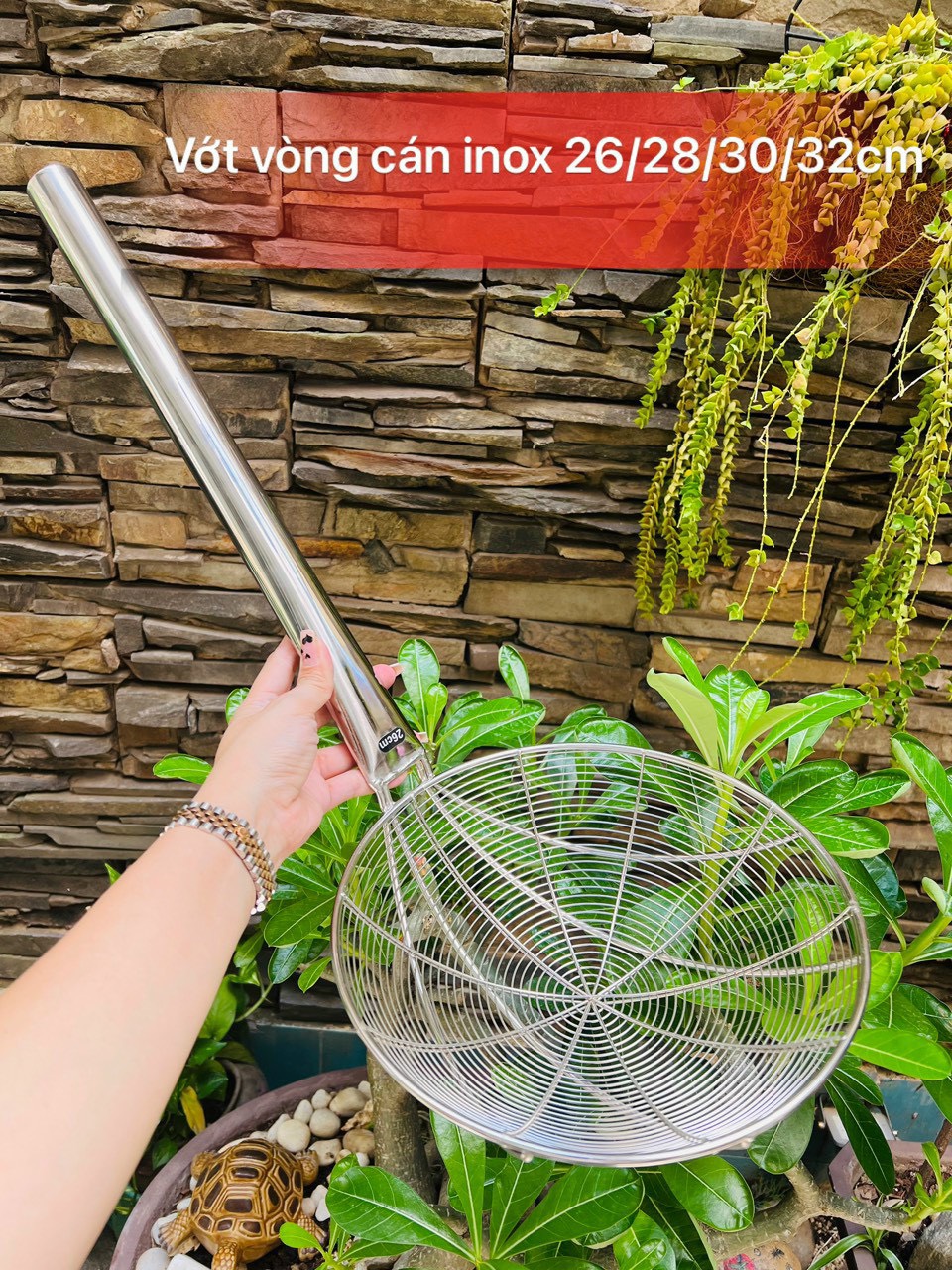 Vợt Vòng inox Cán Inox công nghiệp vớt đồ chiên,rán,luộc hàng dày loại 1