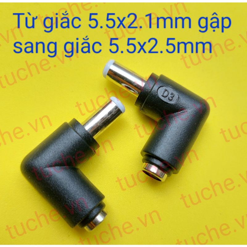 Đầu chuyển sạc từ đầu 5.5*2.1mm gập sang đầu 5.5*2.5mm