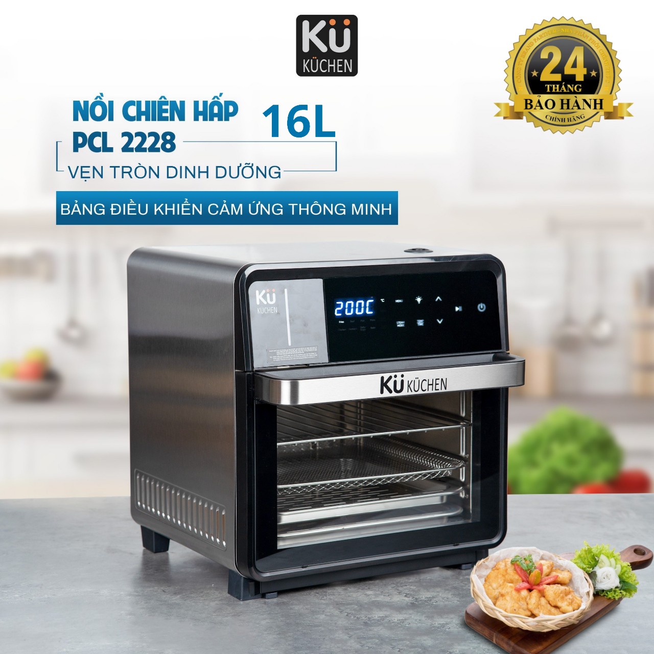 Nồi Chiên Hơi Nước Kuchen KU PCL2218/ PCL2228 Dung Tích 16L, Thương Hiệu Kuchen Đức, Bảo Hành 24 Tháng