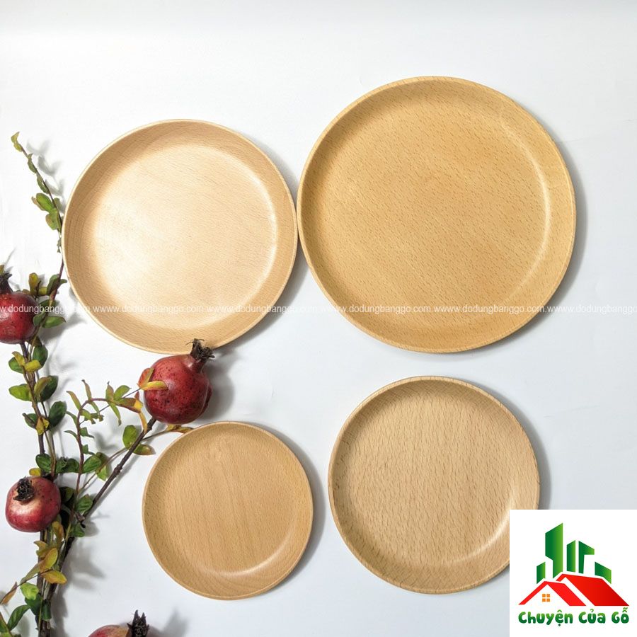 [Dụng cụ nhà bếp hiện đại] - Khay tròn gỗ beech tự nhiên - Đầy đủ kích thước