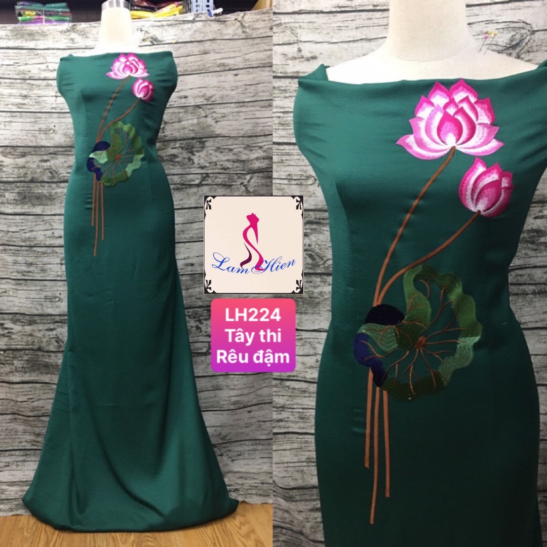 Vải áo dài lụa tây thi bông thêu LH224