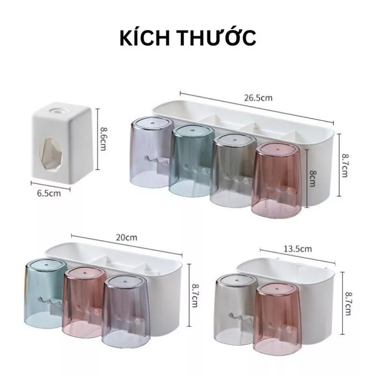 Kệ để bàn chải kem đánh răng 3 cốc 4 cốc