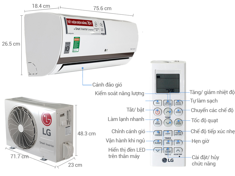 Điều hòa Inverter LG 13000BTU 2 chiều B13END