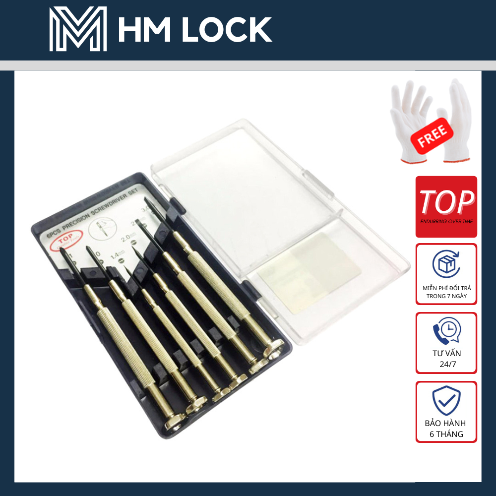 Bộ Tua Vít Sửa Đồng Hồ, Laptop 6 cây hiệu TOP -HÀNG CHÍNH HÃNG - HM LOCK