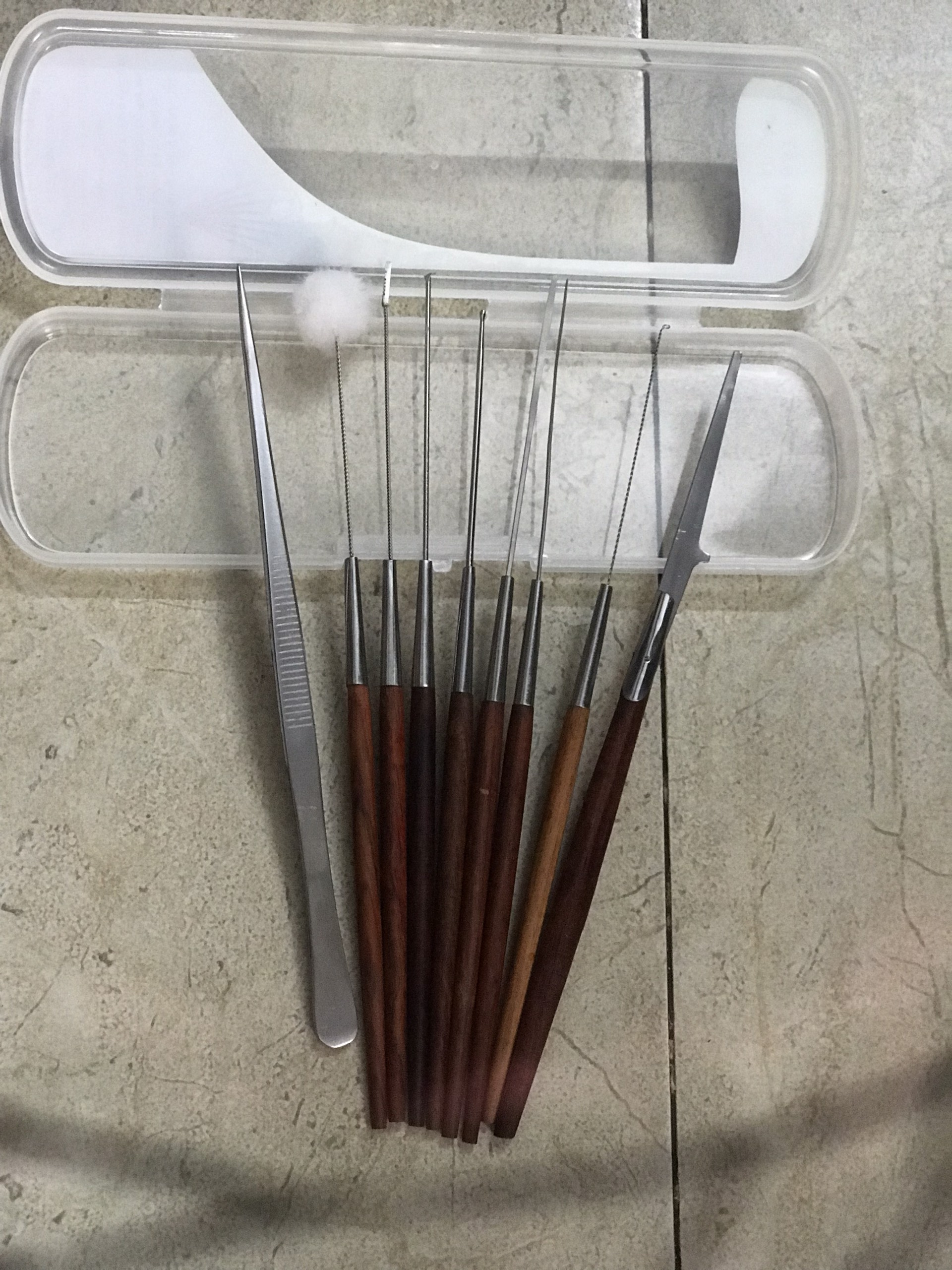 Bộ dụng cụ lấy ráy tai - móc ráy tai ( HỘP NHỰA - GỖ HƯƠNG )