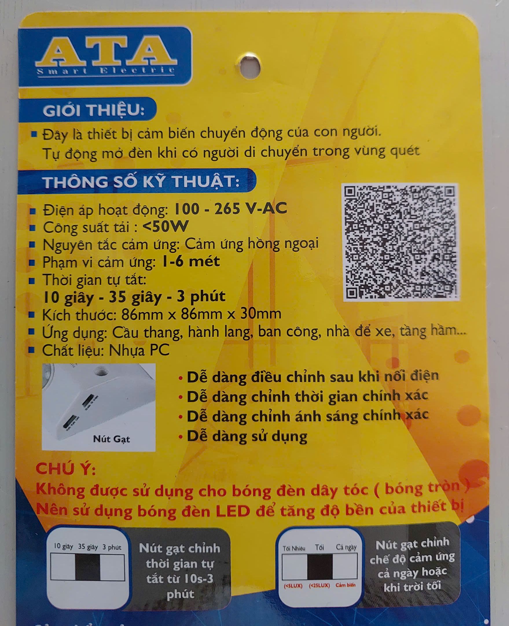 Đuôi đèn cảm ứng Hồng Ngoại ATA 18A NEW