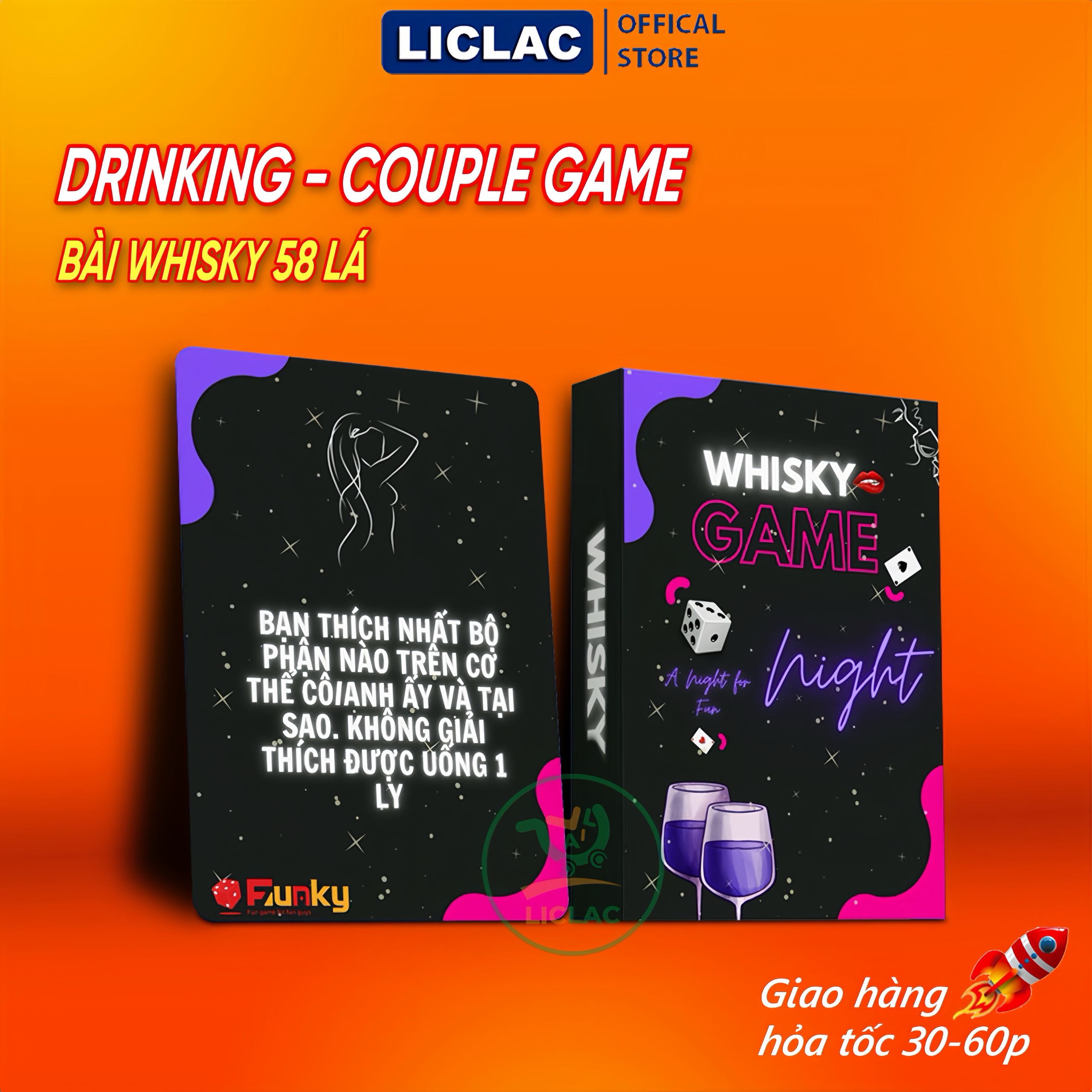 Bộ bài Whisky 58 Lá - Drinking Game For Couple, Bài Nhậu phiên bản dành cho Cặp Đôi có một đêm nồng cháy