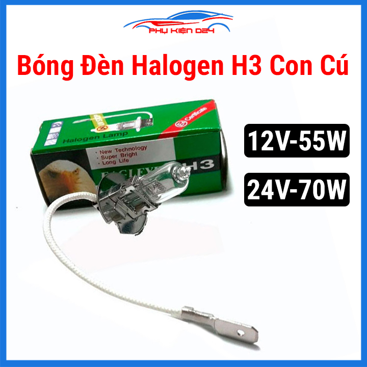 Bóng đèn halogen h3 con cú 12v-24v chịu nhiệt tốt