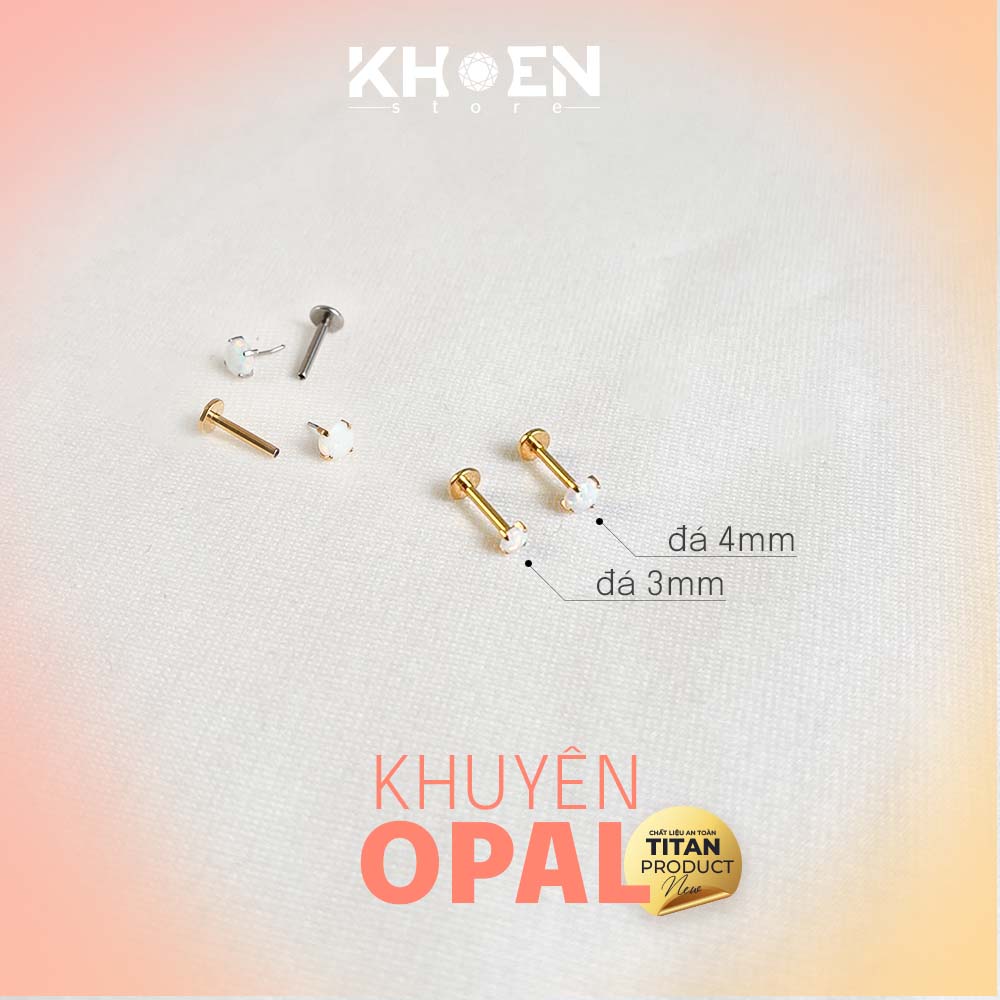 (1 Chiếc) Khuyên tai Đá Opal Trắng Titan - Khoen store