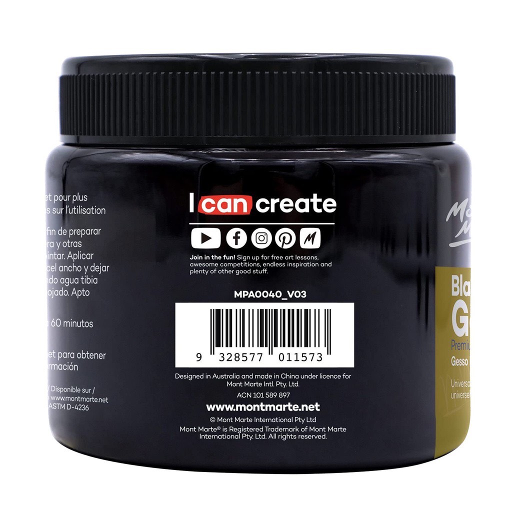 Sơn lót Gesso đa năng Mont Marte ĐEN TRẮNG