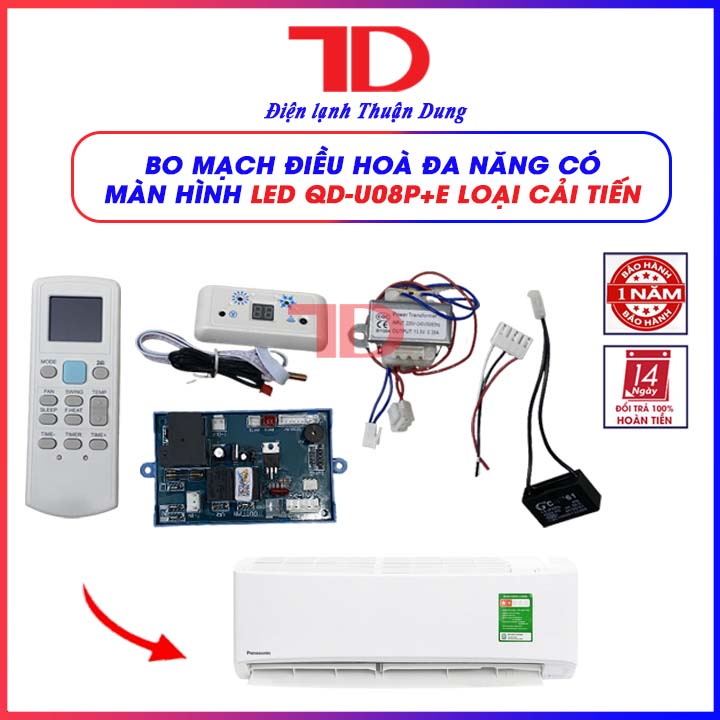 Bo mạch điều hòa đa năng có màn hình LED model YY-U08PGC và QD-U08PGC + (E) - Điện Lạnh Thuận Dung