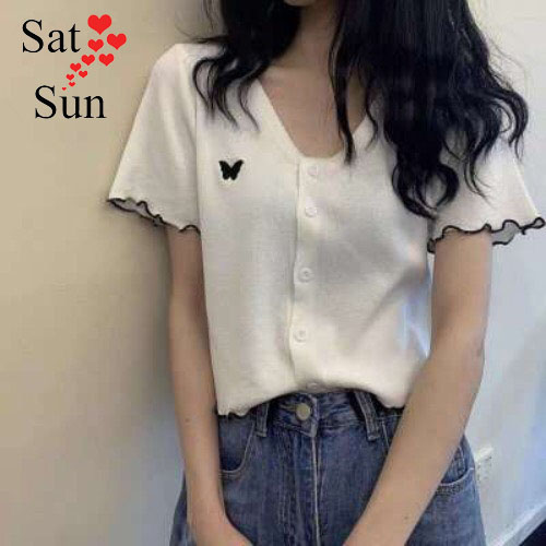 Áo len croptop nữ chất mongtoghi mỏng thoáng mát satsun