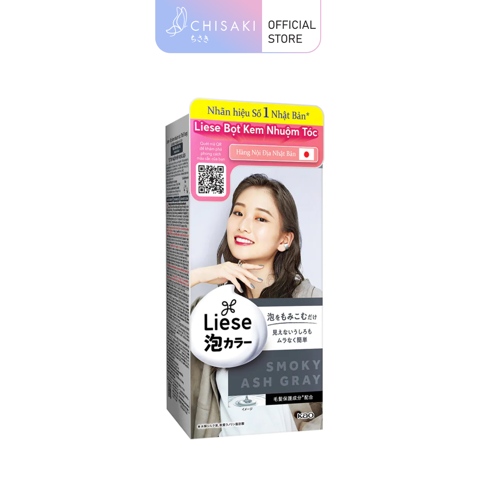 Bọt kem nhuộm tóc liese nâu khói tro smoky ash gray 108ml