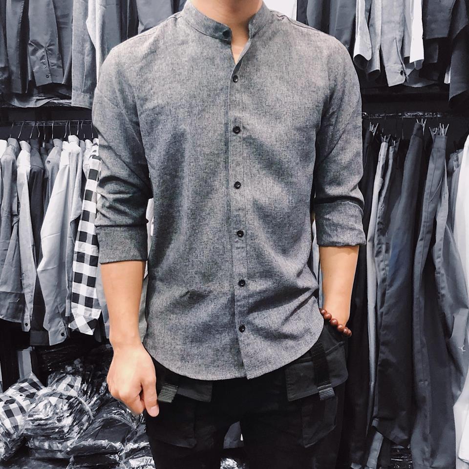 Áo Sơ Mi Nam Cổ Tàu Đũi đẹp