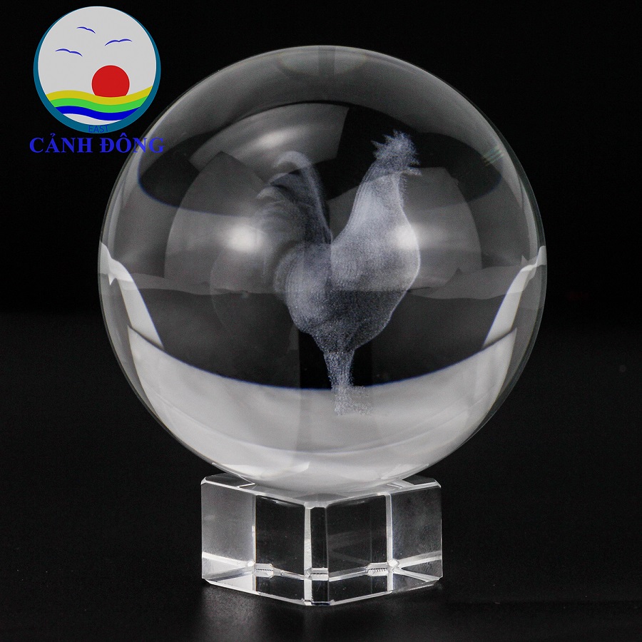 [HCM]Quả cầu pha lê con Gà 3D – quà tặng pha lê sang trọng