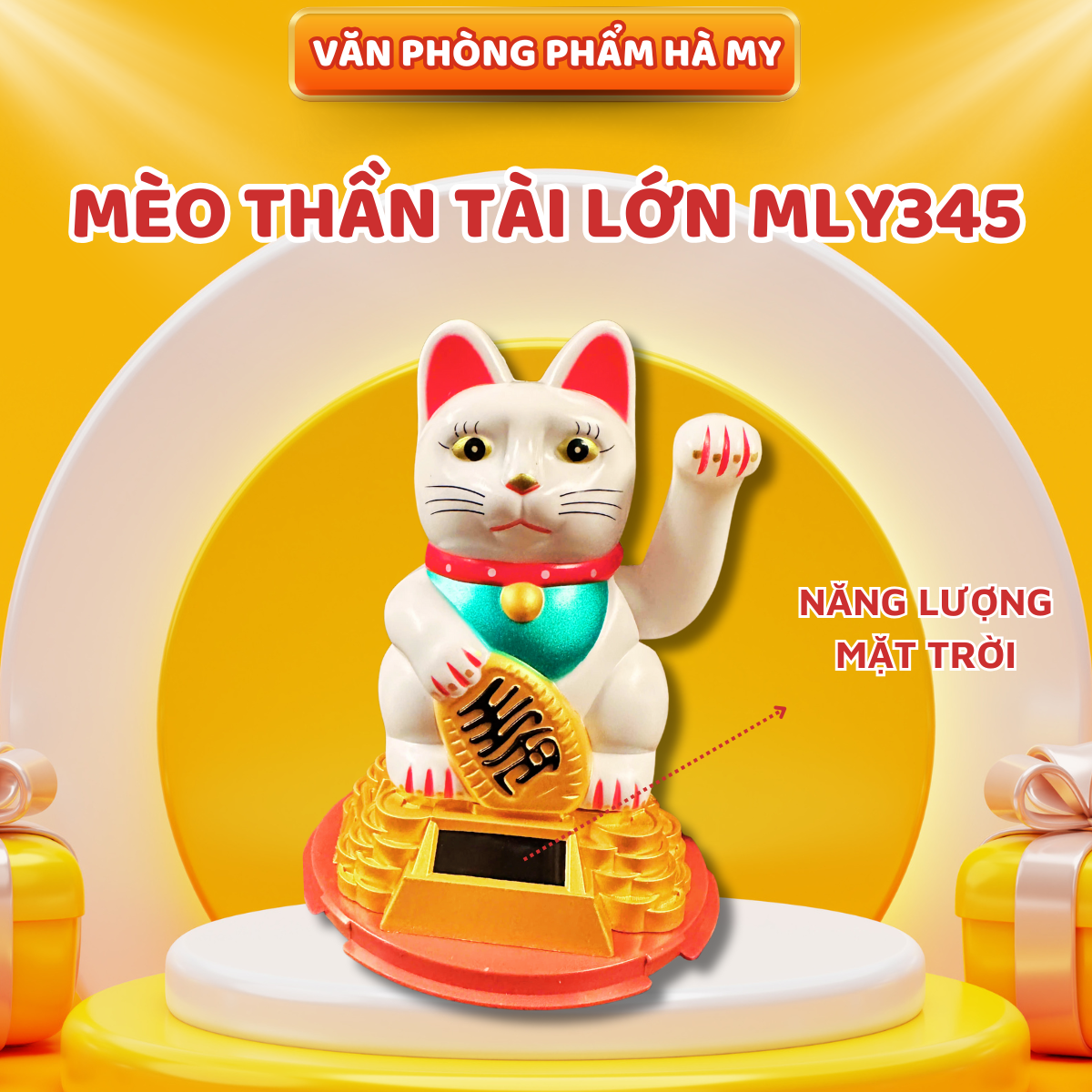 Mèo Thần Tài Vẫy Tay Dùng Năng Lượng Mặt Trời - Mang Lại May Mắn Tài Lộc Cho Gia Chủ
