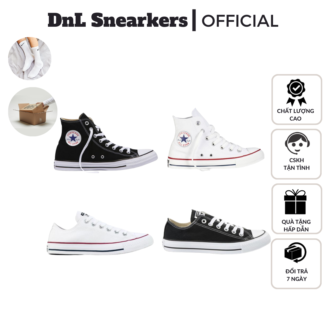 [Full Box] Giày Converse Classic Black White - Đen Trắng
