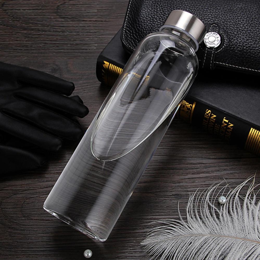 Combo 5 bình nước thủy tinh có dây xách 500ml, bình nước thể thao, chai thủy tinh 500ml,bình nước tập gym