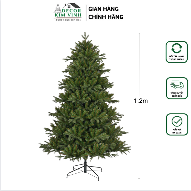 Cây thông xanh lá pe c22 cao 1.2m decor kim vinh cây thông trang trí noel