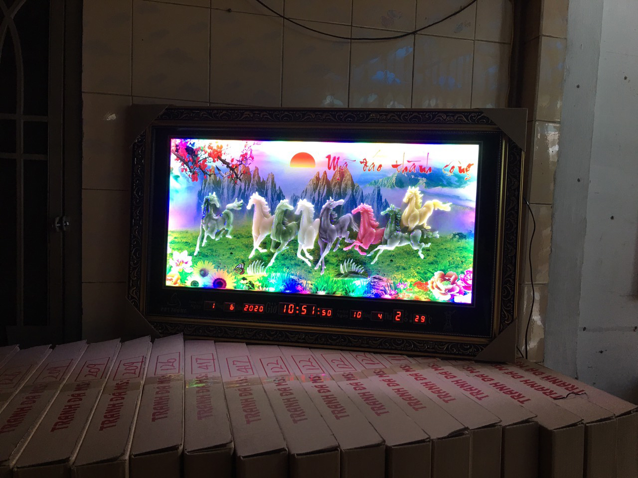 Đồng hồ Lịch Vạn Niên - Tranh Đá Mã Đáo D122 (KT 100x60x5cm)