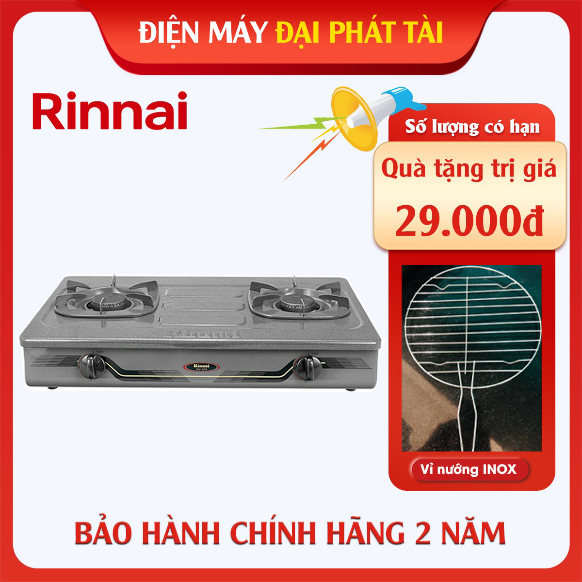 Bếp gas đôi Rinnai RV-370(GM)N (Đen)