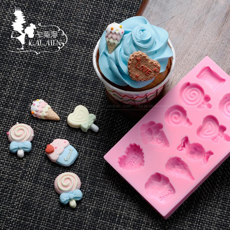 Mùa Hè Đặc Biệt Hình Fondant Kem Silicone Bộ Tạo Khuôn Hình Sô Cô La Kem Kẹo Kem Trang Trí Bộ Tạo Khuôn Hình