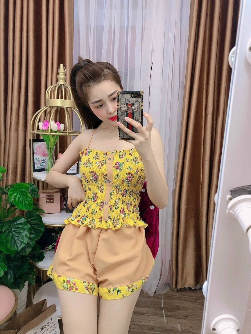 Set đồ bộ mặc nhà Hoa nhí cực xinh Lụa hàn