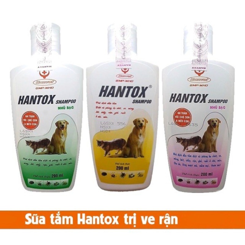 Sữa Tắm Trị Ve Rận, Bọ Chét Chó Mèo Hantox Shampoo 200ml