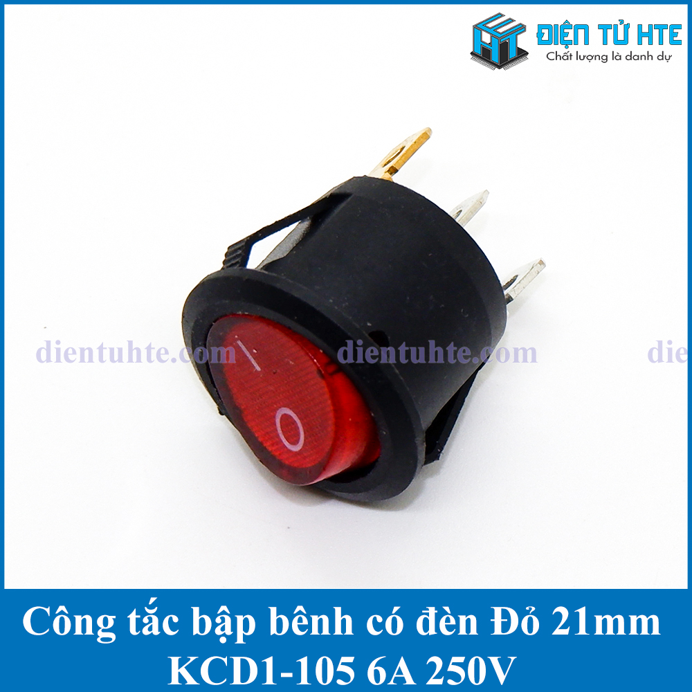 Combo 2 Công tắc bập bênh tròn KCD1-105 6A có đèn