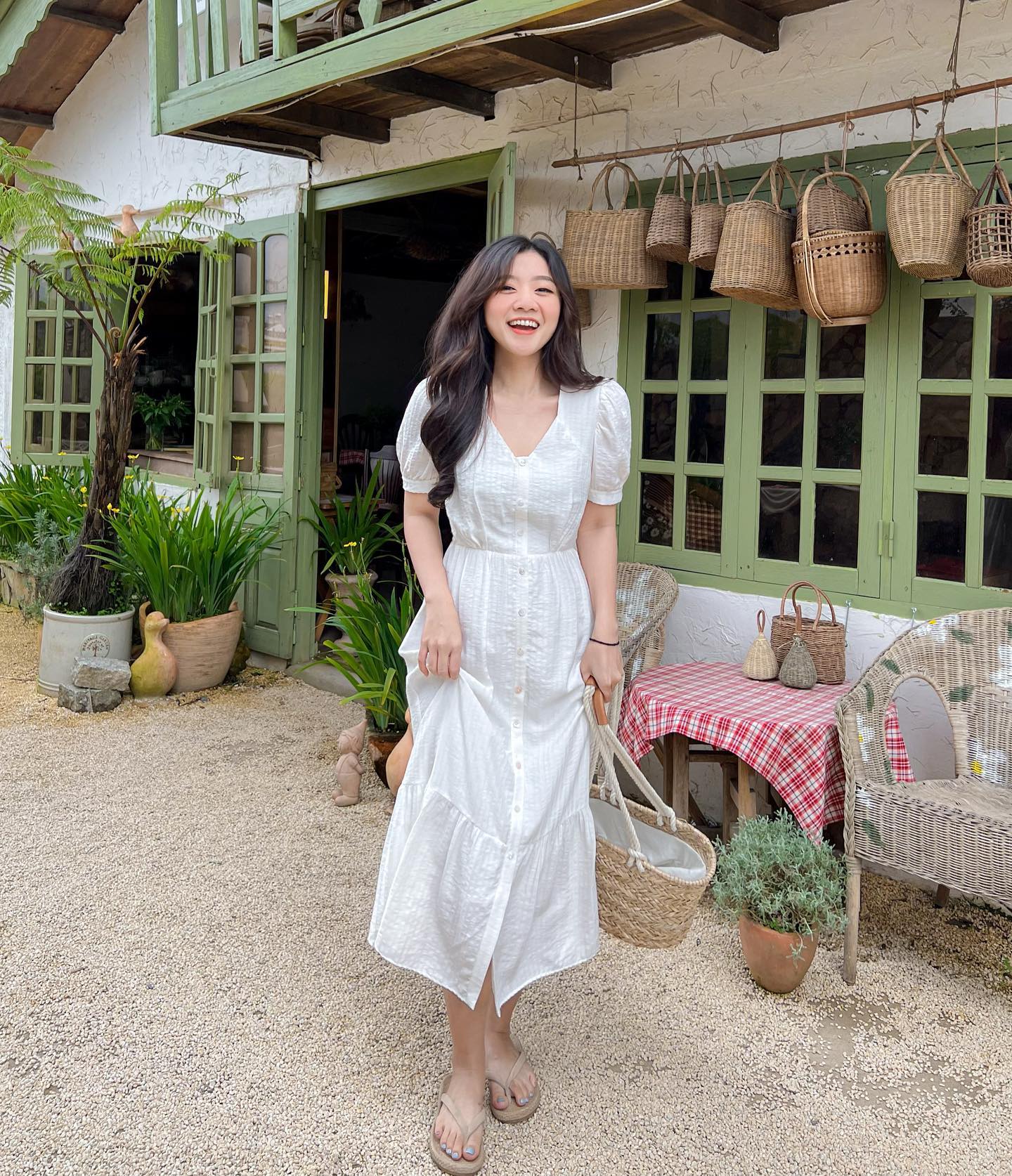 Đầm NAMIA - Đầm cổ tim dáng midi