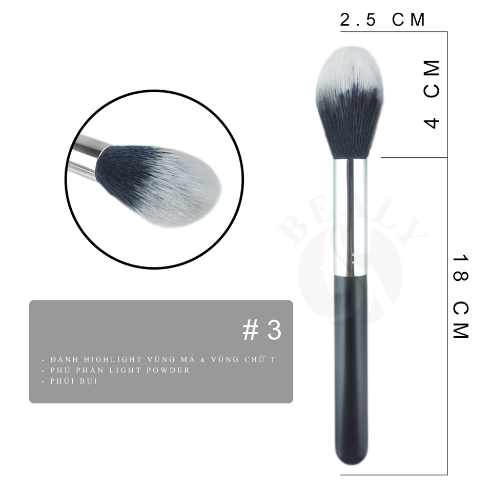 CỌ TÁN PHỦ PHẤN LÔNG NHUNG CÁN ĐEN #3
