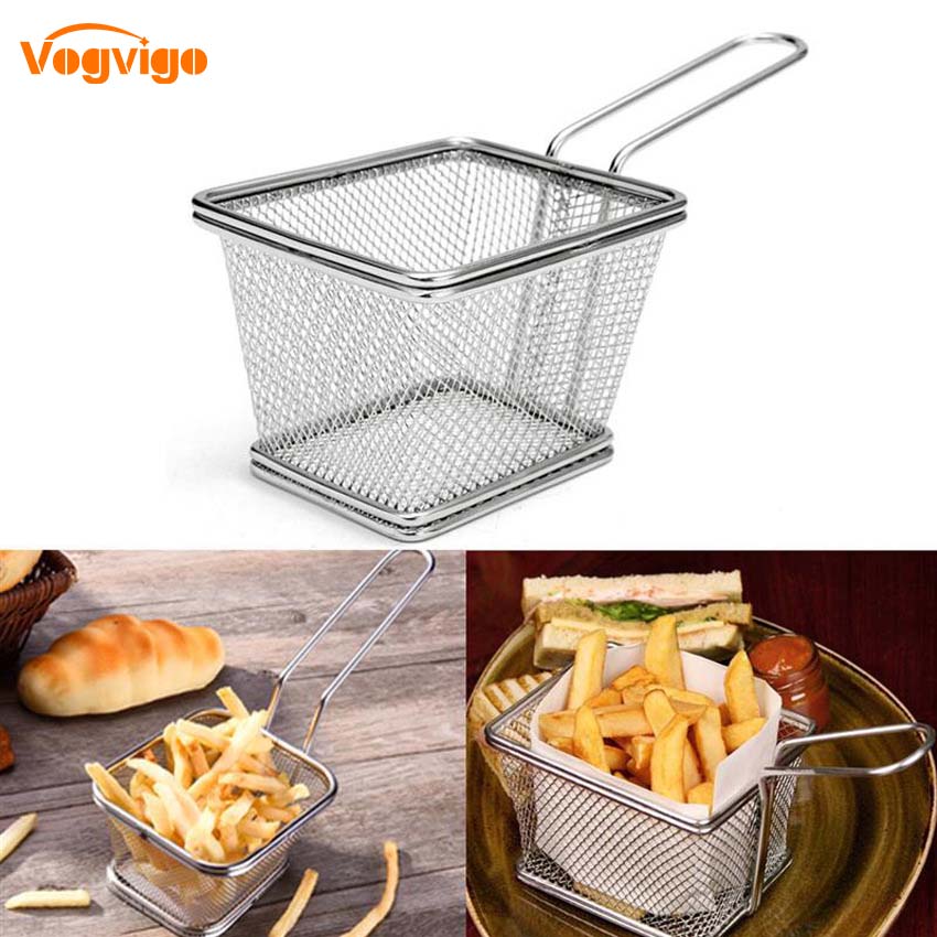 Mini Stainless Steel Potato Chips Frying Baskets Potato Cooking Tool Food Presentation Strainer Chef Basket Colander Tool