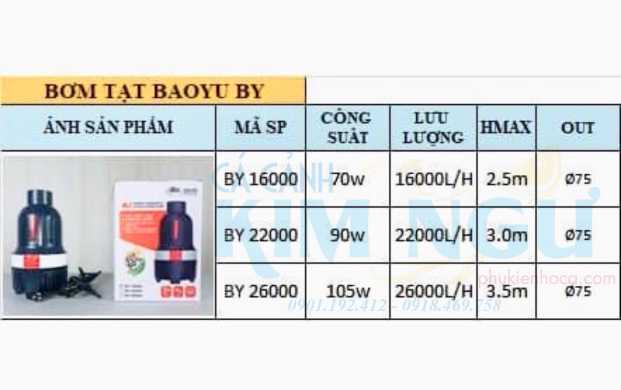 Máy Bơm Đứng Tạt Hồ Cá Koi BAOYU BY 16000 (70W)
