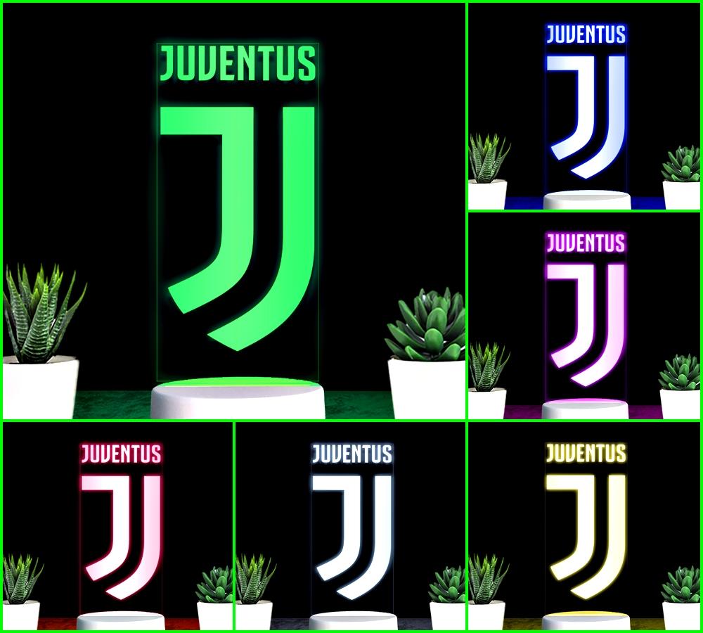 Đèn led 7 màu hình clb bóng đá juventus - qùa tặng đèn trang trí đèn để bàn đèn phòng ngủ thiết kế cắt khắc theo yêu cầu