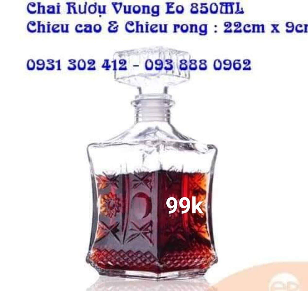 Chai thủy tinh đựng ruou vuông từ 750ml - 1L