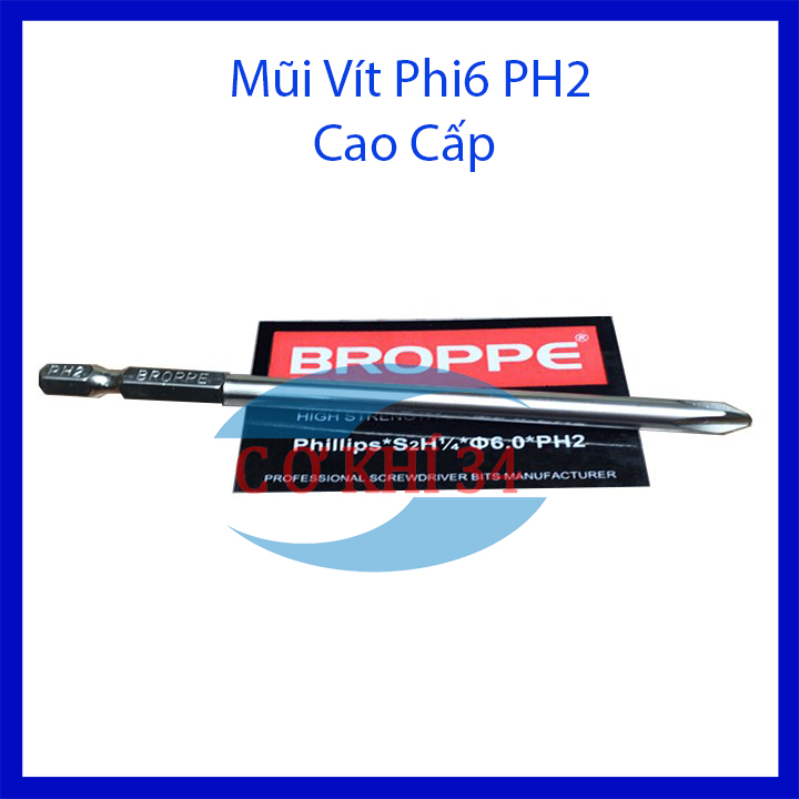 Mũi Vít Bake Phi 6 PH2 Cho Máy Khoan, Bắn Vít Chuôi Lục Giác