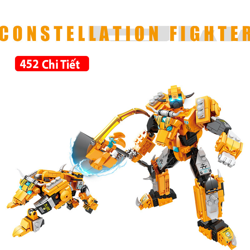 Đồ chơi lắp ráp kiểu Lego Mẫu Robot biến hình 12 chòm sao với hơn 450 chi tiết nhựa ABS Đồ chơi lắp ráp kiểu Lego Mẫu Robot biến hình 12 chòm sao với hơn 450 chi tiết nhựa ABS