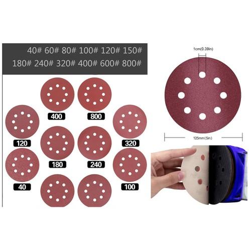 Bộ 12 tờ giấy nhám đĩa siêu mịn 5 inch-8 lỗ