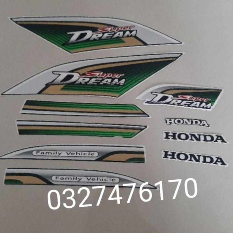Bộ tem dán xe Super Dream lùn 110 màu xanh