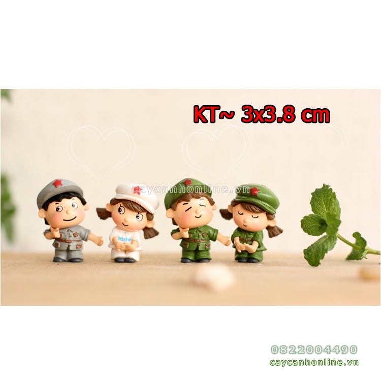 Tượng Cặp đôi lính tượng trang trí tiểu cảnh mini
