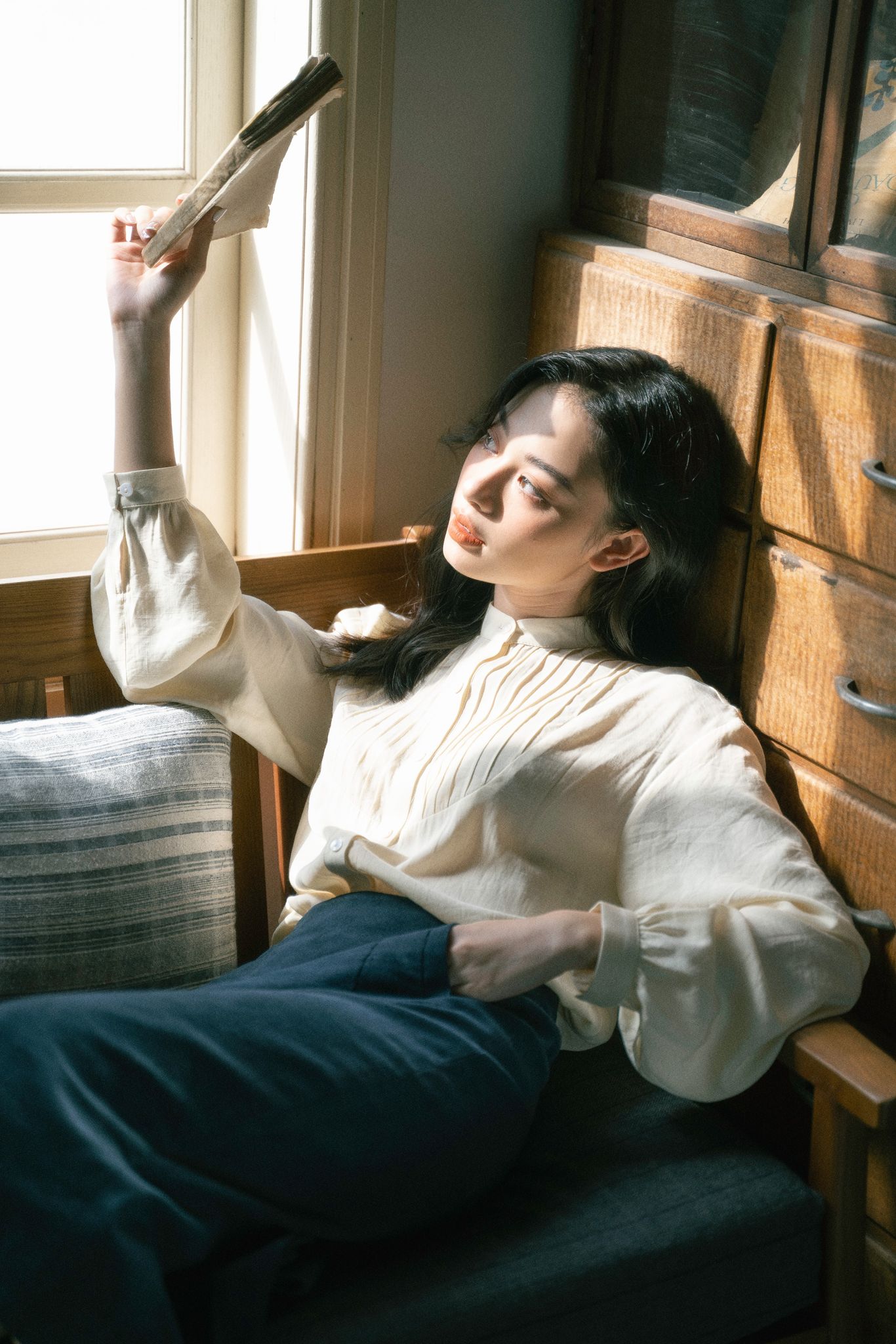 Áo sơ Mi Trần Ly Ngực Be Madelen