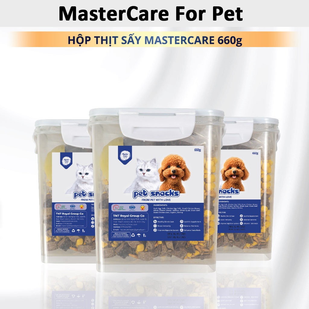 [petto house gò vấp] Hộp thịt sấy master care 660g 10 loại topping dành cho chó và mèo mọi lứa tuổi sản xuất tại việt nam
