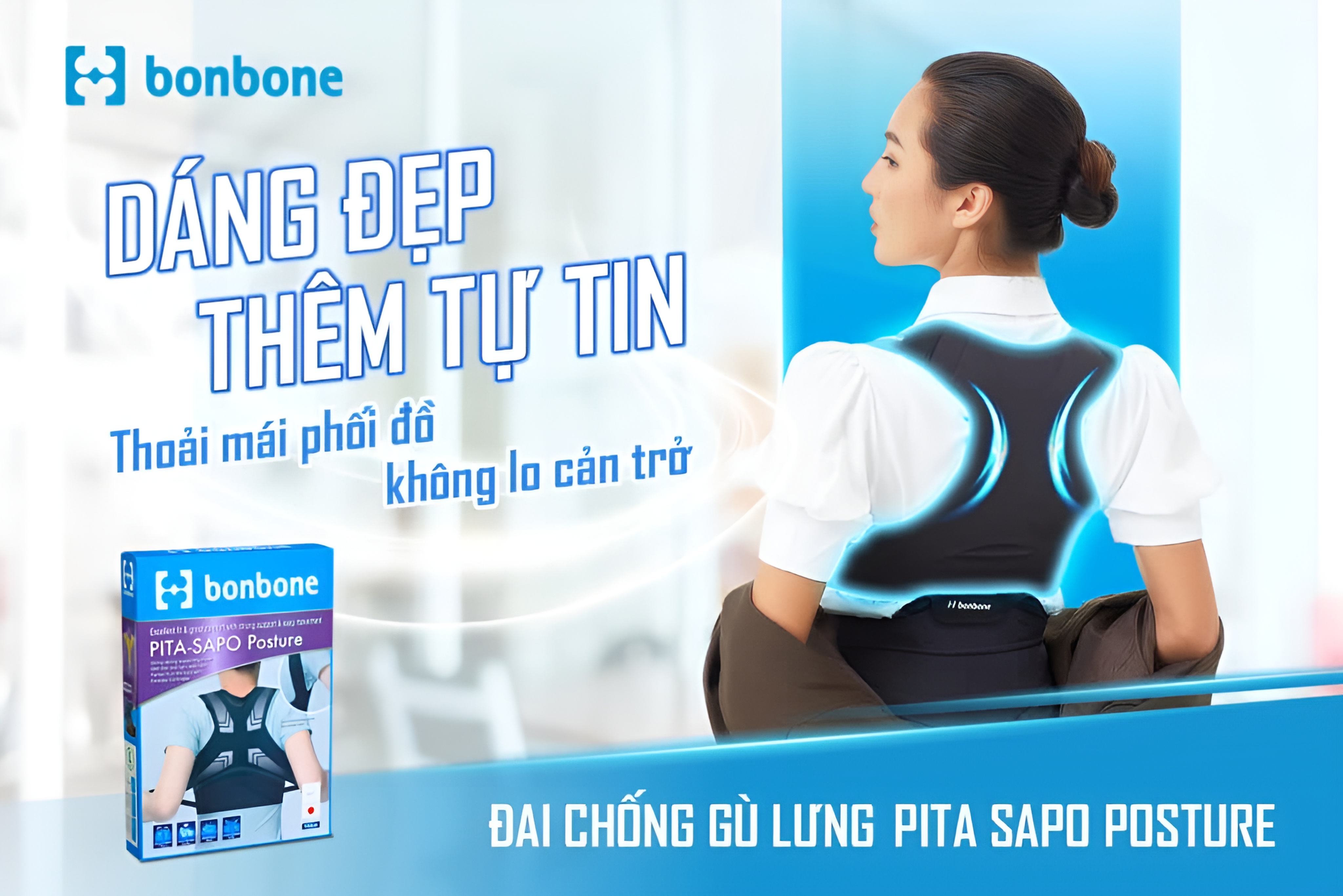 Đai chống gù lưng Bonbone Pita Sapo Posture nắn lưng thẳng - 1 Size