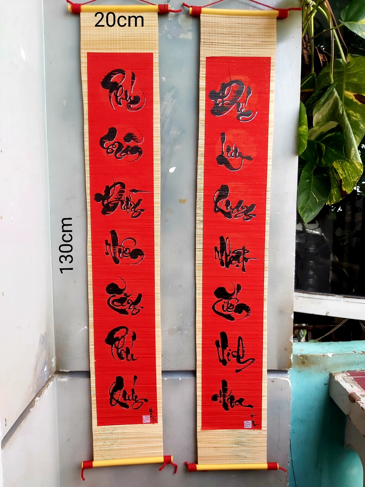 Distich altar household fairy distich bamboo blinds. Gift grandparents parents. Presents the lunar new year. Gift happy life. Distich calligraphy.