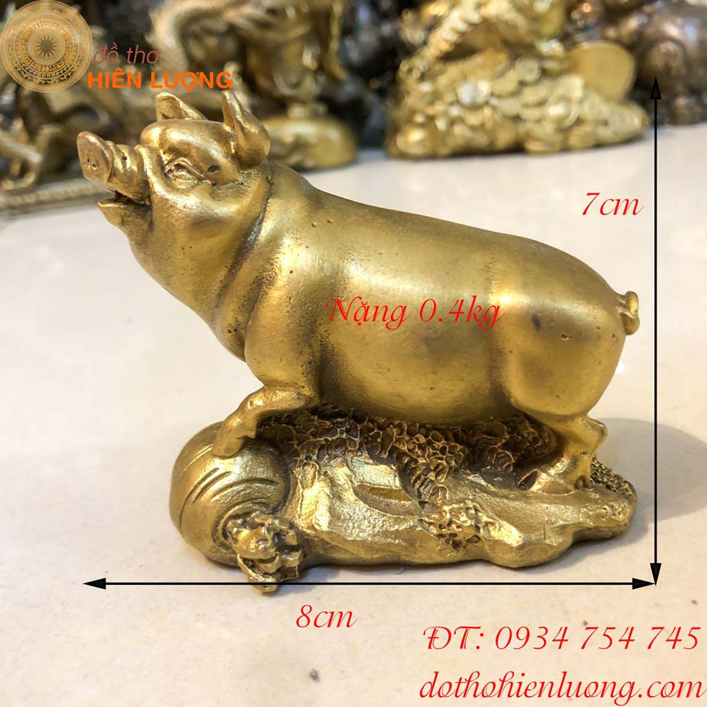 Plain feng shui bronze pig statue 7cm high